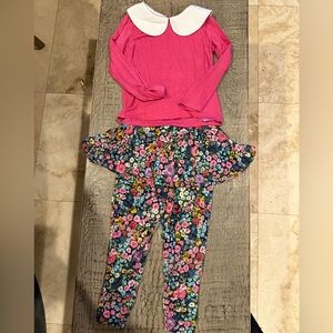 Posh Peanut Hot Pink Top with Floral Print Leggings